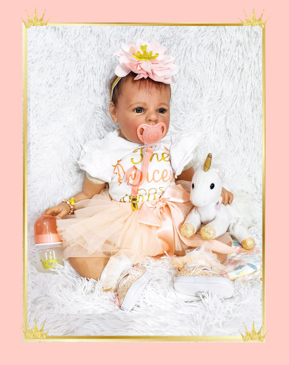 NB Princess Themed Tutu Outfit w/Matching Accessories Gift Set For Reborns & Silicone Baby Dolls
