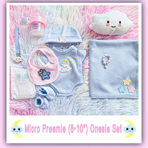 Micro Preemie Celestial Themed Onesie w/Matching Accs Set For Reborn Or Silicone Baby Dolls!