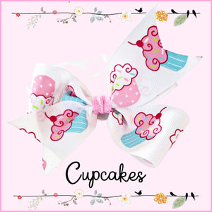 Cupcake Print 2 in 1 Hair Bow & Headband