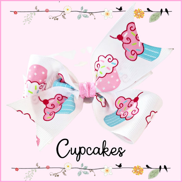 Cupcake Print 2 in 1 Hair Bow & Headband