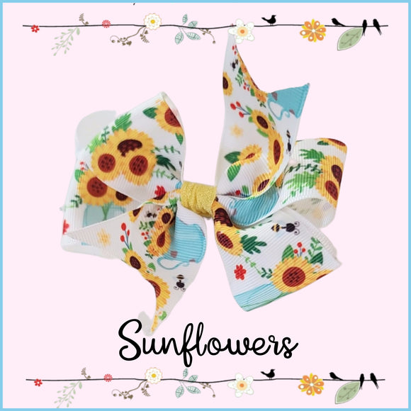 Sunflower Print 2 in 1 Bow/Headband