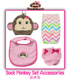 0-3 Sock Monkey Themed Outfit w/Matching Accessories Gift Set For Reborns & Silicone Baby Dolls