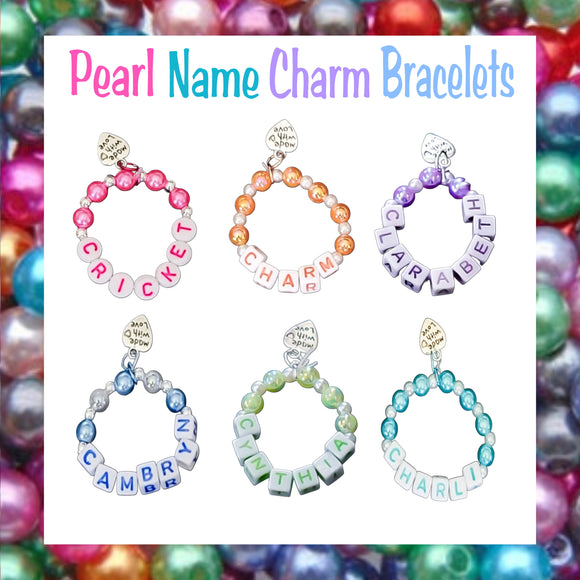 Personalized Faux Pearl Beaded Charm Bracelets!