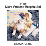 WHITE 8-10" Micro Preemie Hospital Set For Reborn Or Silicone Baby Dolls!