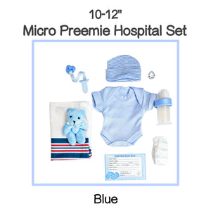 BLUE 10-12" Micro Preemie Hospital Set For Reborn Or Silicone Baby Dolls!