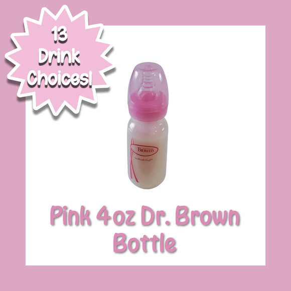 Pink Sealed 4oz Dr. Brown Bottle w/No Hole Nipple
