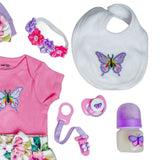 NB Butterfly Themed Outfit w/Matching Accessories Gift Set For Reborns & Silicone Baby Dolls