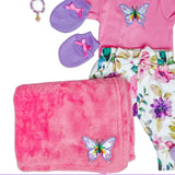 NB Butterfly Themed Outfit w/Matching Accessories Gift Set For Reborns & Silicone Baby Dolls