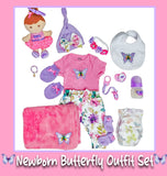 NB Butterfly Themed Outfit w/Matching Accessories Gift Set For Reborns & Silicone Baby Dolls