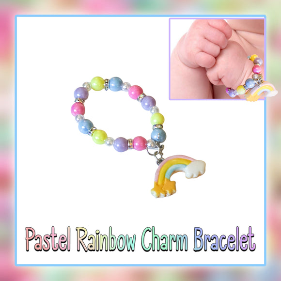 Pastel Rainbow Beaded Reborn/Silicone Baby Doll Charm Bracelet