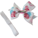 Cupcake Print 2 in 1 Hair Bow & Headband