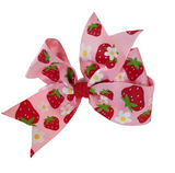 Strawberry Print 2 in 1 Hair Bow & Headband