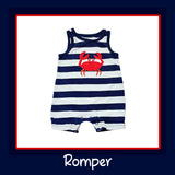 NB Crab Themed Romper Outfit w/Matching Accessories Set