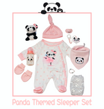 NB Panda Themed Sleeper w/Matching Accessories Set For Lifelike Baby Dolls