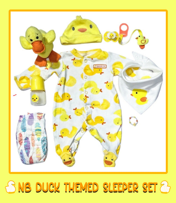 NB Duck Themed Sleeper w/Matching Accessories Set For Reborns & Silicone Baby Dolls