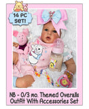 NB-0/3mo Bear Themed Overalls Outfit With Accessories Set For Reborn & Silicone Baby Dolls