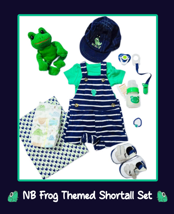 NB Frog Themed Outfit w/Matching Accessories Set For Reborn Or Silicone Baby Dolls