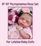 8-10 Inch Micropreemie Rose Themed Onesie w/Matching Accs Set For Lifelike Baby Dolls!