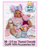 NB-0/3mo Bear Themed Overalls Outfit With Accessories Set For Reborn & Silicone Baby Dolls